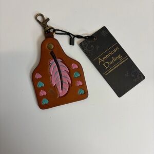 American Darling Tan Leather Keychain